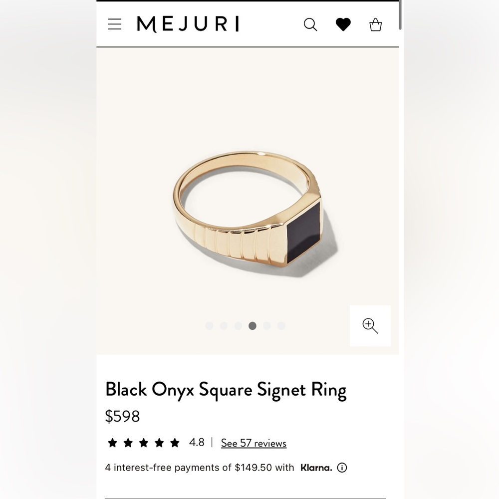 Mejuri Black Onyx 14K Solid Gold Ring Sz. 7 - Picture 4 of 16
